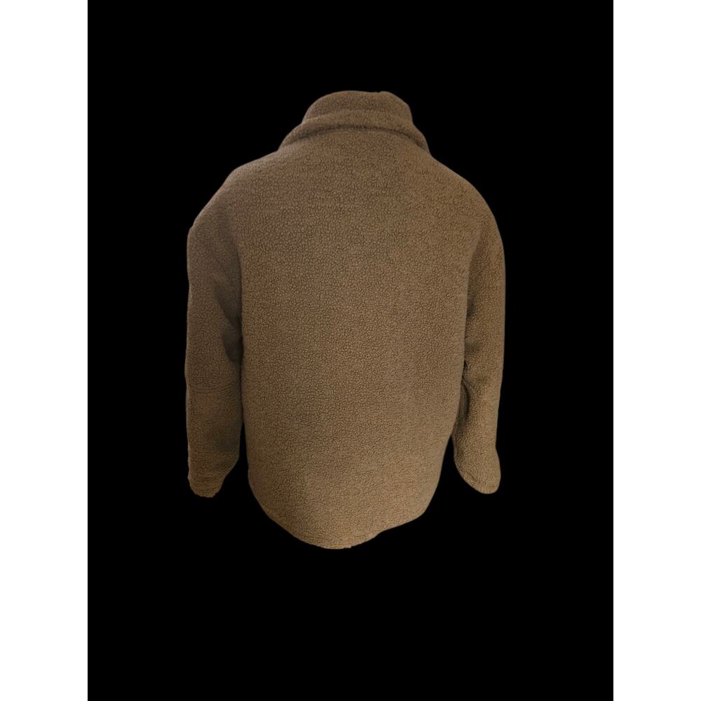 Unbranded brown teddy zip front sweater with pockets, fits like large - Picture 2 of 3